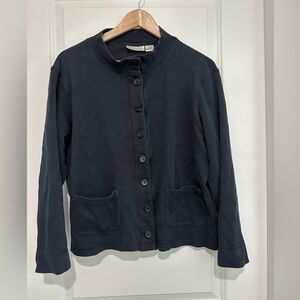 East West Classic Black Button-Up Cardigan 100% Cotton Women’s Size Large